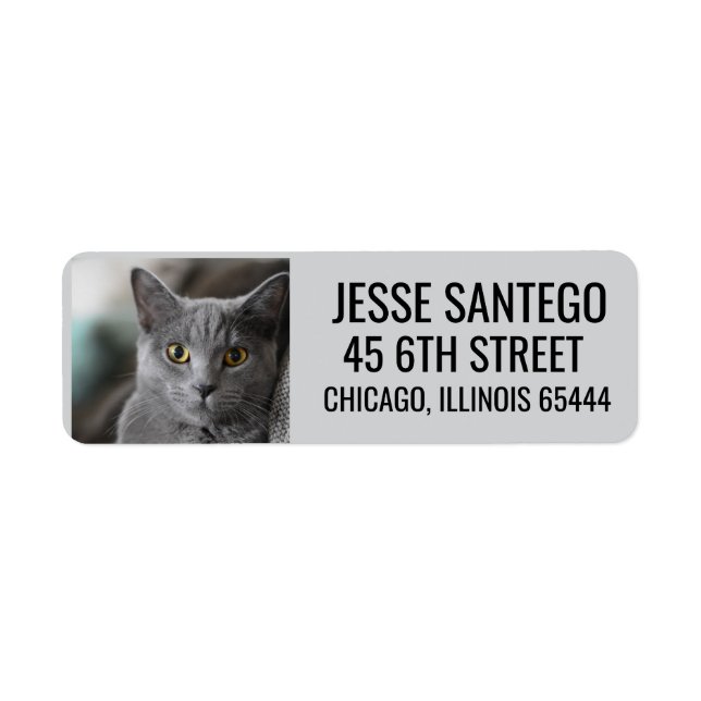 CAT PET PHOTO RETURN ADDRESS CUSTOM LABELS  (Front)