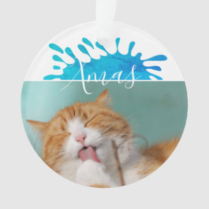 Cat Pet Photo Xmas Script Christmas Ornament
