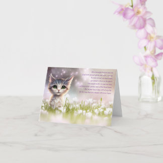 Cat Pet Sympathy Spiritual Poem Kitten Flowers Card