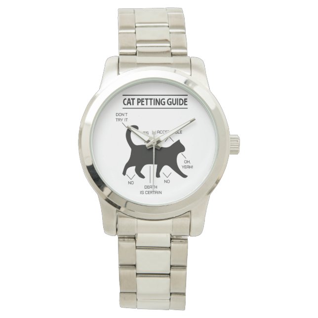 Cat Petting Guide Watch (Black Print) (Front)