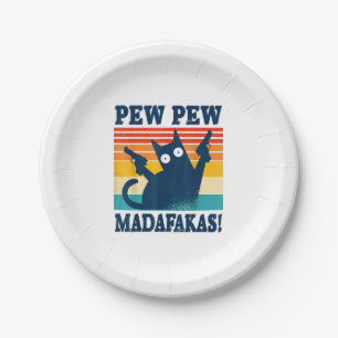 Cat Pew Pew Madafakas Crazy Cat Gun Paper Plate
