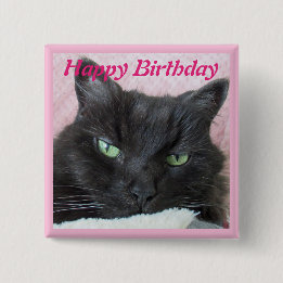 Cat Photo Birthday 15 Cm Square Badge