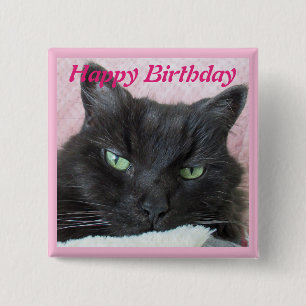 Cat Photo Birthday 15 Cm Square Badge