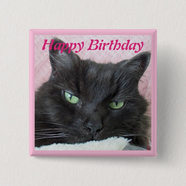 Cat Photo Birthday 15 Cm Square Badge (Front)