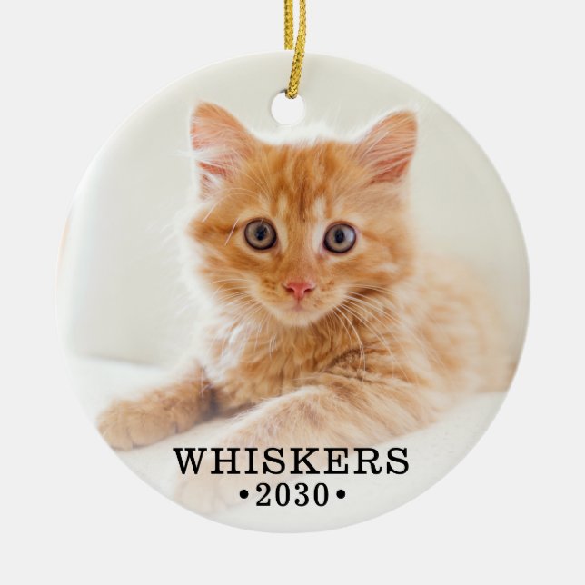 Cat Photo Ceramic Tree Decoration (Front)