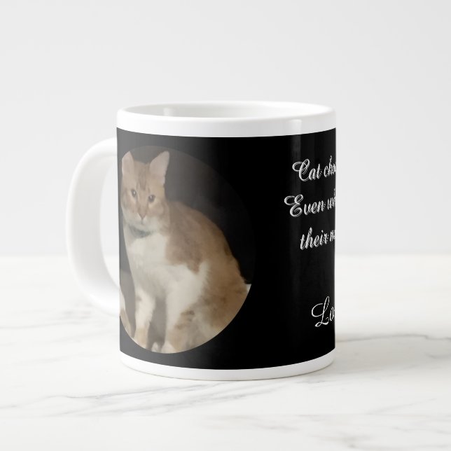 Cat Photo Chooses You Name Text   Large Coffee Mug (Front Left)