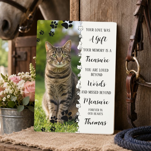 Cat Photo Custom Poem Memorial  Plaque (Custom cat memorial photo plaque with poem
)