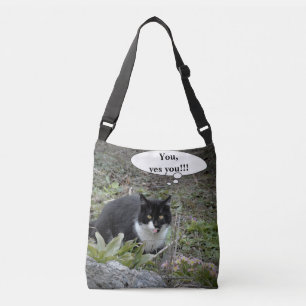 Cat Photo Custom text Cross Body Bag