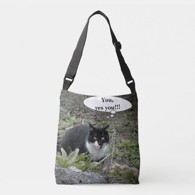 Cat Photo Custom text  Cross Body Bag (Front)