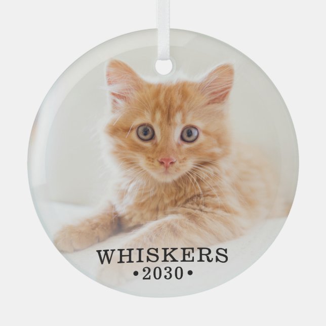 Cat Photo  Glass Tree Decoration (Front)