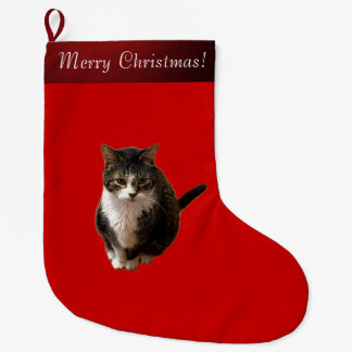 Cat Photo Large Christmas Stocking