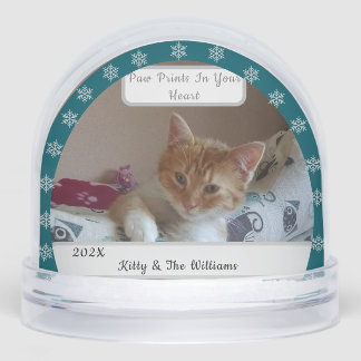 Cat Photo Name Blue Customize  Snowglobe