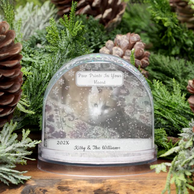 Cat Photo Name Keepsake Customize  Snowglobe (Winter)