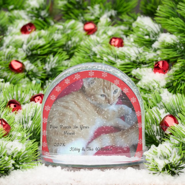 Cat Photo Name Red Customize  Snowglobe (Christmas)