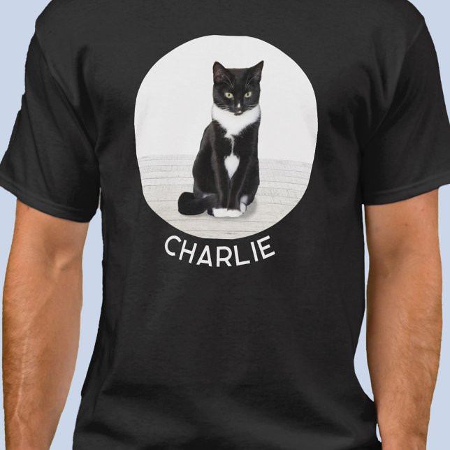 Cat Photo Personalised Custom Name T-Shirt (Personalized custom name or text cat photo pet lover t-shirt)