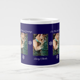 Cat Photo Personalize Blue Navy Mug