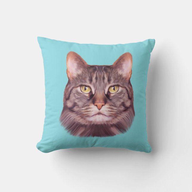 Cat Photo Portrait Cushion (Front)