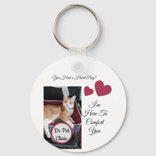 Cat Photo, Quotes Front and Back, Paw, Heart, Name Key Ring