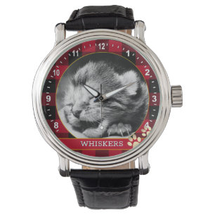 Cat Photo, Rustic Red Buffalo Plaid, baby Kitten Watch
