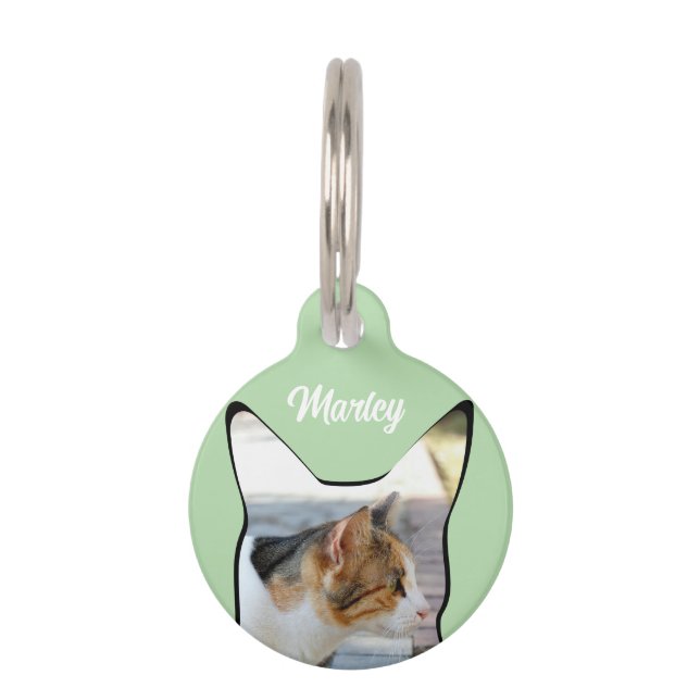 Cat photo shape pet tag (Front)