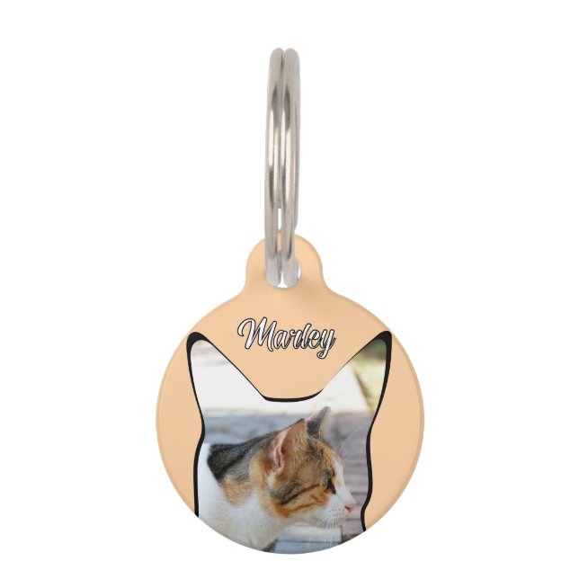 Cat photo shape pet tag (Front)