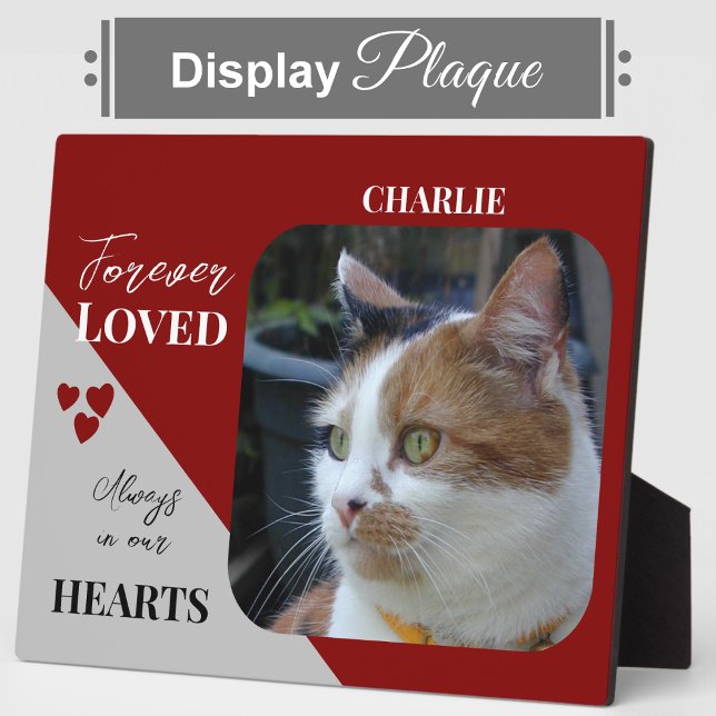 Cat Photo Sympathy Keepsake Pet Memorial burgundy Plaque (Creator Uploaded)