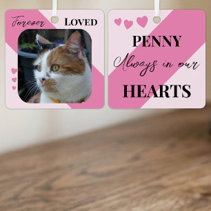 Cat Photo Sympathy Keepsake Pet Memorial pink Metal Tree Decoration