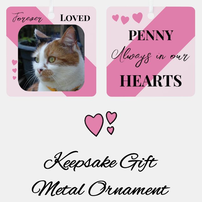 Cat Photo Sympathy Keepsake Pet Memorial pink Metal Tree Decoration (Creator Uploaded)
