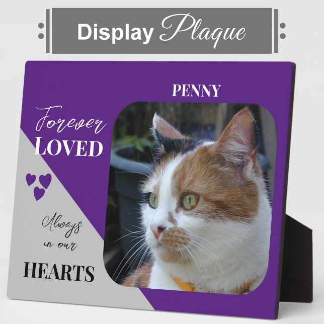 Cat Photo Sympathy Keepsake Pet Memorial purple Plaque (Creator Uploaded)