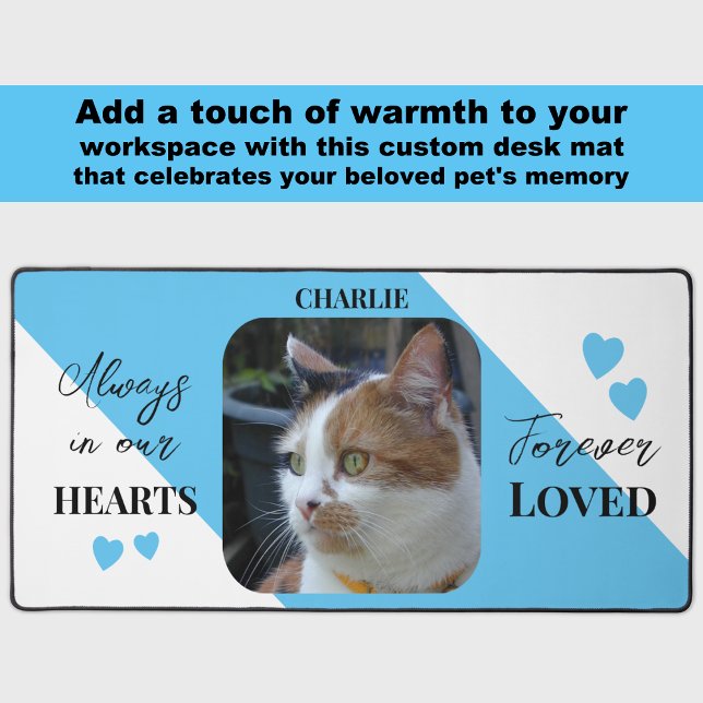 Cat Photo Sympathy Pet Memorial blue Desk Mat (Creator Uploaded)