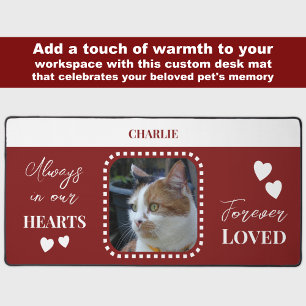 Cat Photo Sympathy Pet Memorial burgundy Desk Mat