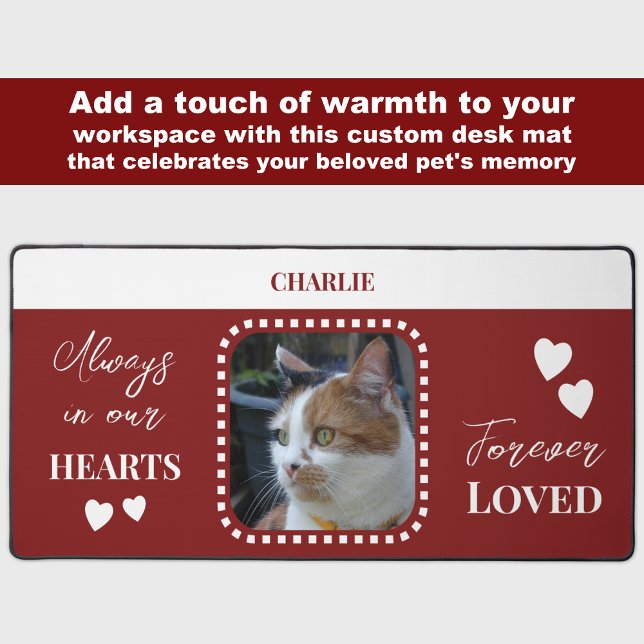 Cat Photo Sympathy Pet Memorial burgundy Desk Mat (Creator Uploaded)