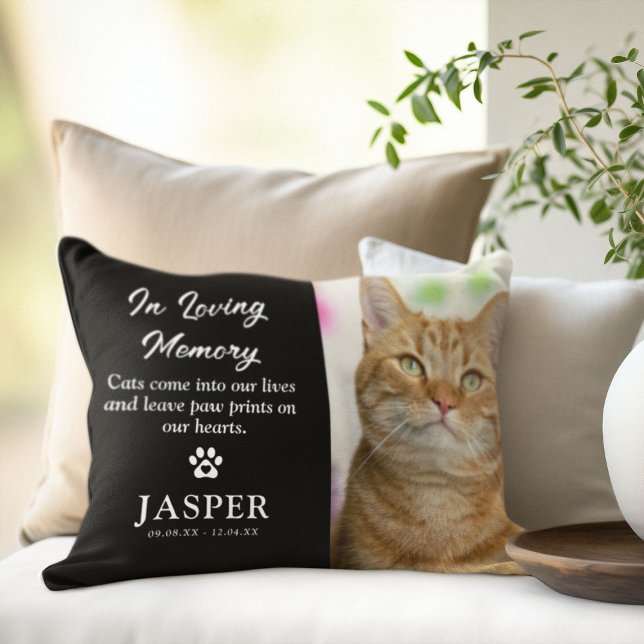 Cat Photo & Sympathy Quote Pet Loss Memorial Lumbar Cushion (Creator Uploaded)