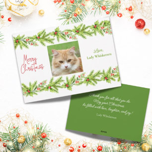 Cat Photo Template Holiday Pet Christmas Card