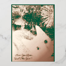 Cat Photo Text Christmas Folded Foil Greeting Card