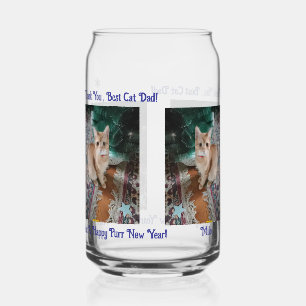 Cat Photo text customize Can Glass