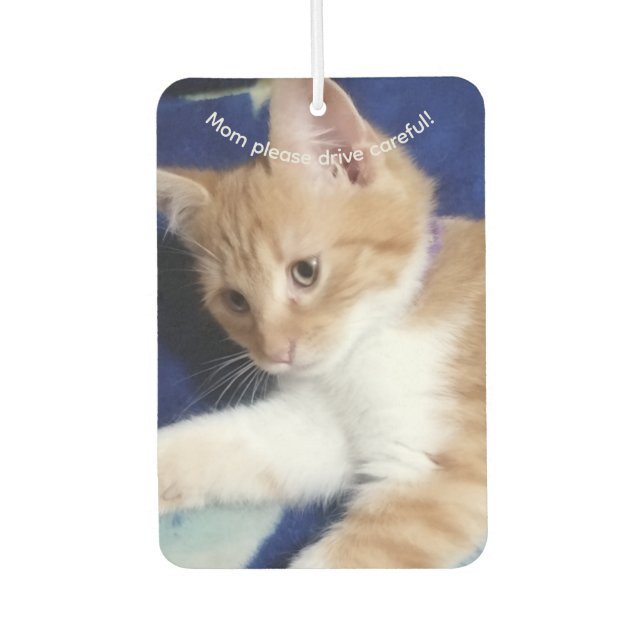 Cat Photo Text, Mom  Drive Careful, Customize,  Car Air Freshener (Front)