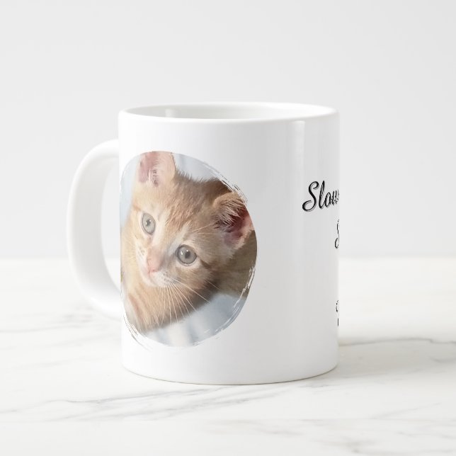 Cat Photo, Text, replaceable, Funny, Cat Lovers' Large Coffee Mug (Front Left)