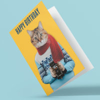 Cat Photographer in Vintage Sweater Customisable