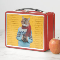 Cat Photographer in Vintage Sweater Quirky