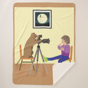 Cat photographer sherpa blanket