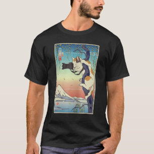 Cat Photographer Ukiyo E Cat Samurai Photographing T-Shirt