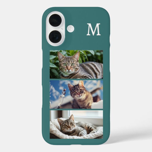 Cat Photos Pet Animal Photos Monogrammed Teal Case-Mate iPhone Case (Back)