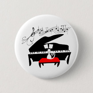 Cat & Piano 6 Cm Round Badge