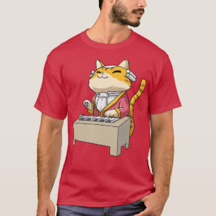 Cat Piano Kawaii T-Shirt