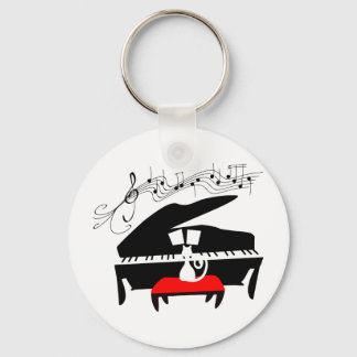 Cat & Piano Key Ring