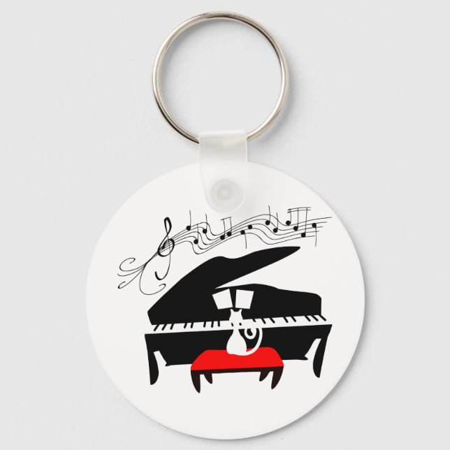 Cat & Piano Key Ring (Front)
