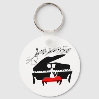 Cat & Piano Key Ring