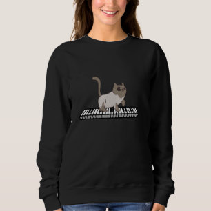 Cat Piano Keyboard Player Cute Cat Lover Pianist M Sweatshirt