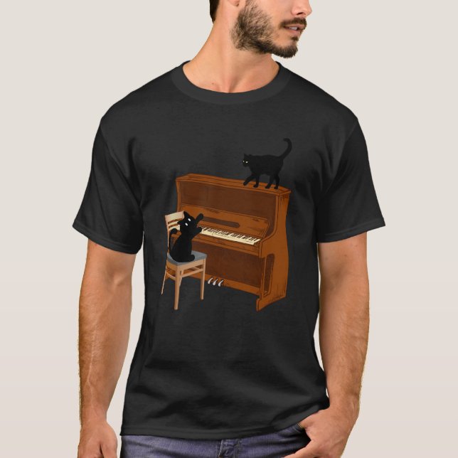 Cat Piano Music T-Shirt (Front)